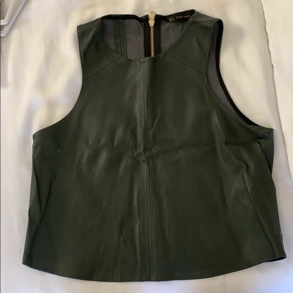 Leather green top